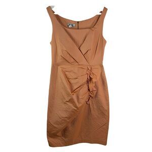 Moschino Cheap & Chic Size 6 Dress Square Neck Ruched Sleeveless Orange Women’s